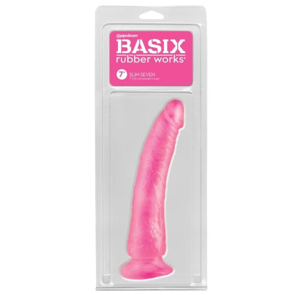 Basix - Pene De Gelatina Slim 19 Cm Rosa - Imagen 2