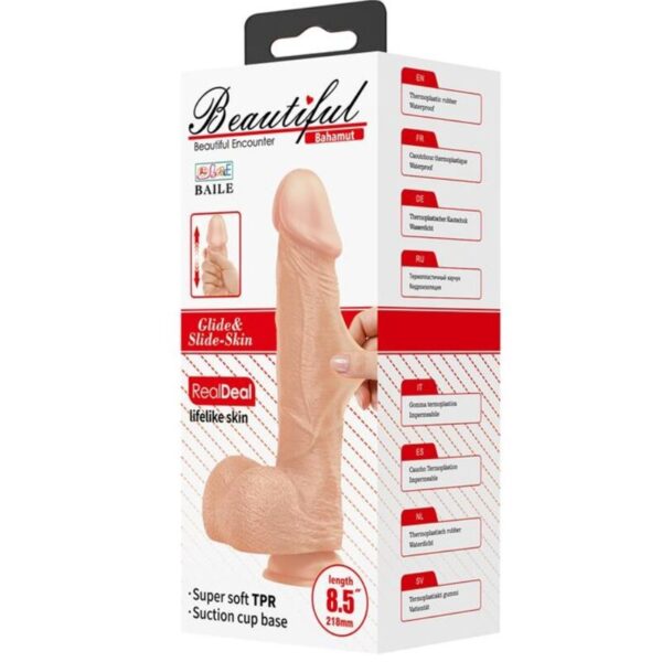 Baile - Beautiful Encounter Bahamut Dildo Realistico Flexible 21.8 Cm Natural - Imagen 8