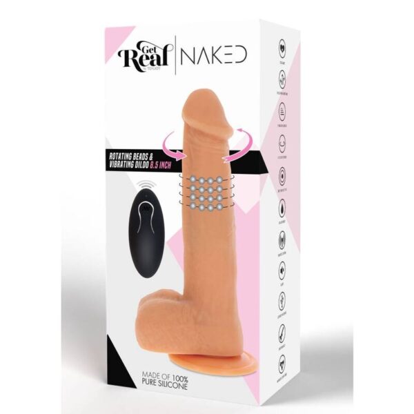 Get Real - Dildo Vibrador Con Bolas Giratorias Natural - Imagen 6