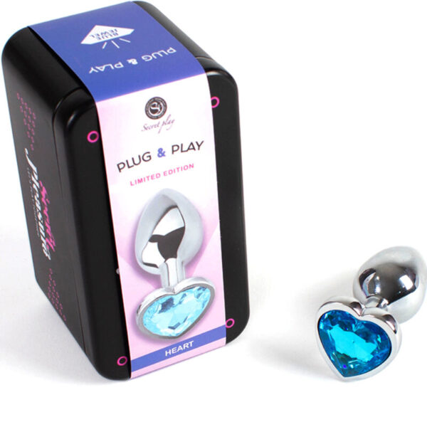 Secretplay - Metal Butt Plug Corazón Azul Talla S 7 Cm - Imagen 2