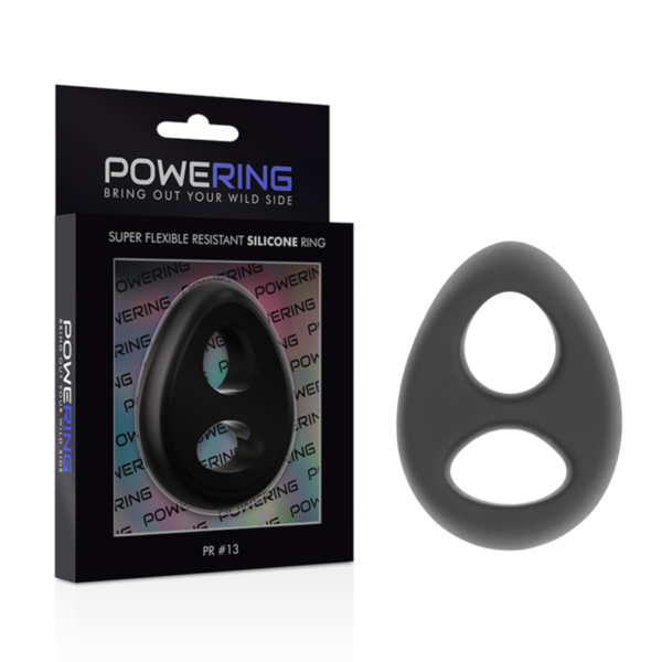 Powering - Super Flexible Y Resistente Anillo Pene Y Testiculos  Pr13  Negro - Imagen 2