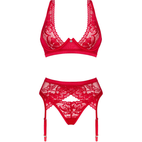 Obsessive - Lacelove Set Tres Piezas Rojo Xs/S - Imagen 5