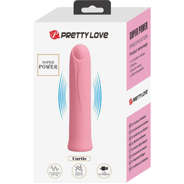 Pretty Love - Curtis Mini Vibrador Super Power 12 Vibraciones Silicona Rosa - Imagen 6