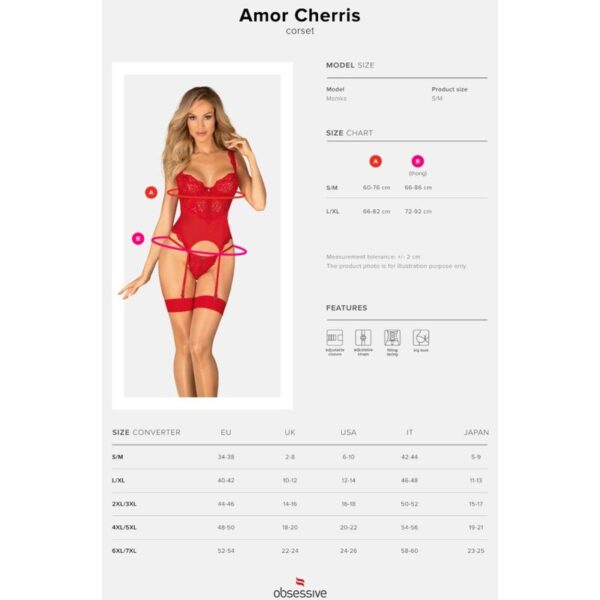 Obsessive - Amor Cherris Corset & Tanga  S/M - Imagen 7