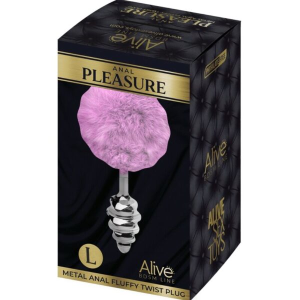 Alive - Anal Pleasure Plug Espiral Metal Pompon Violeta Talla L - Imagen 4