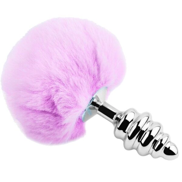 Alive - Anal Pleasure Plug Espiral Metal Pompon Violeta Talla L