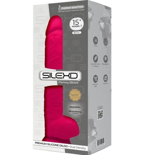 Silexd - Modelo 1 Pene Realistico Silicona Premium Silexpan Fucsia 38 Cm - Imagen 2