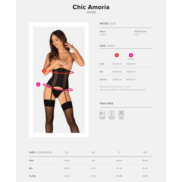 Obsessive - Chic Amoria Corset & Tanga Xs/S - Imagen 7