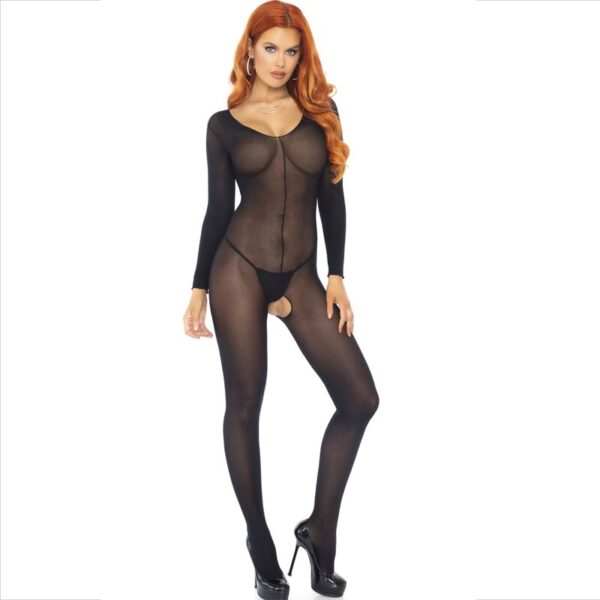 Leg Avenue - Bodystocking Negro Manga Larga - Imagen 2