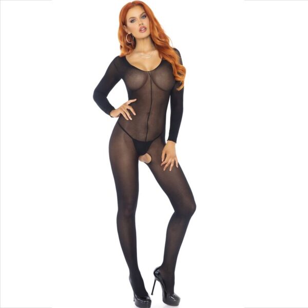 Leg Avenue - Bodystocking Negro Manga Larga - Imagen 4