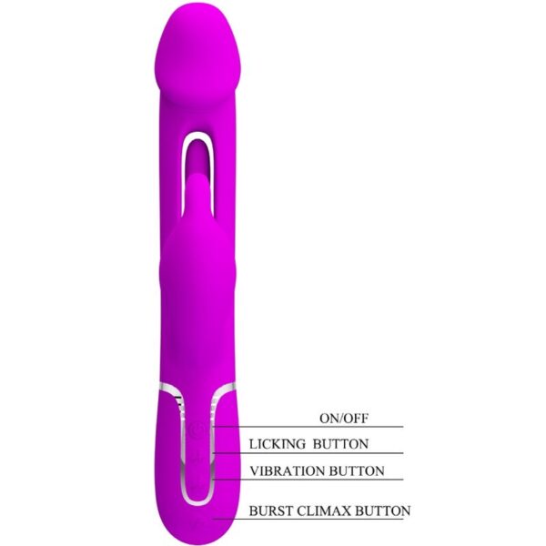 Pretty Love - Kampas Vibrador Rabbit 3 En 1 Multifunción Con Lengua Fucsia - Imagen 8