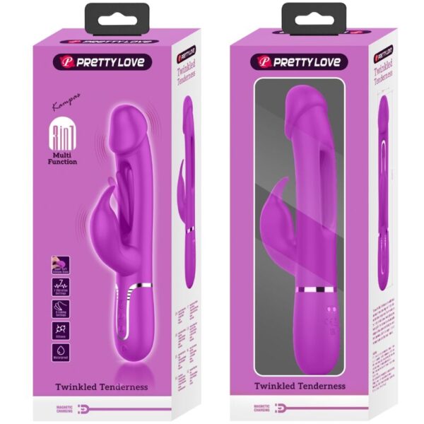 Pretty Love - Kampas Vibrador Rabbit 3 En 1 Multifunción Con Lengua Fucsia - Imagen 11