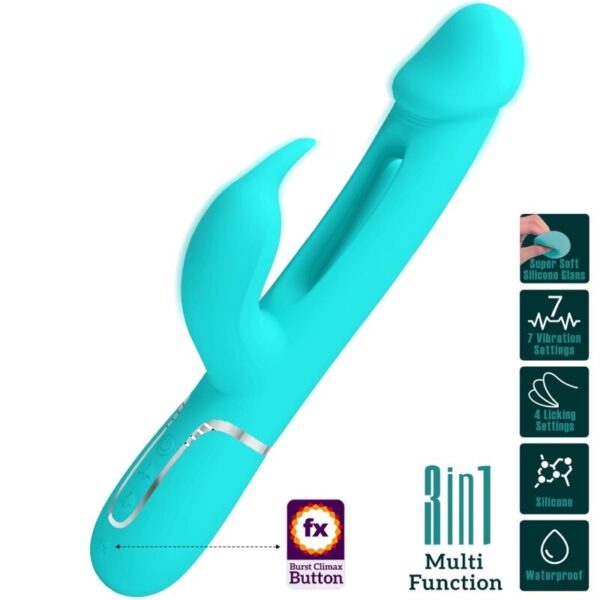 Pretty Love - Kampas Vibrador Rabbit 3 En 1 Multifunción Con Lengua Verde Agua - Imagen 10