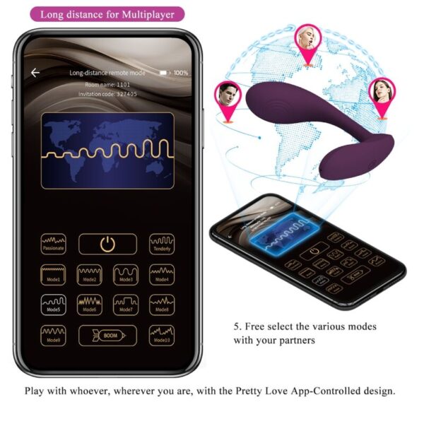 Pretty Love - Baird G-Spot 12 Vibraciones Recargable Lila App - Imagen 13