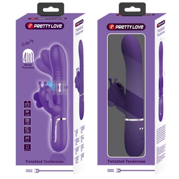 Pretty Love - Vibrador Rabbit Multifunción 4 En 1 Mariposa Morado - Imagen 11