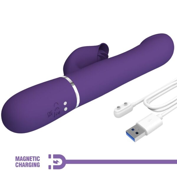 Pretty Love - Zalin Vibrador Rabbit Perlas 4 En 1 Morado - Imagen 10