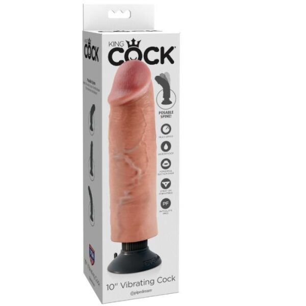 King Cock - Dildo Vibrador 25.5 Cm Natural - Imagen 6