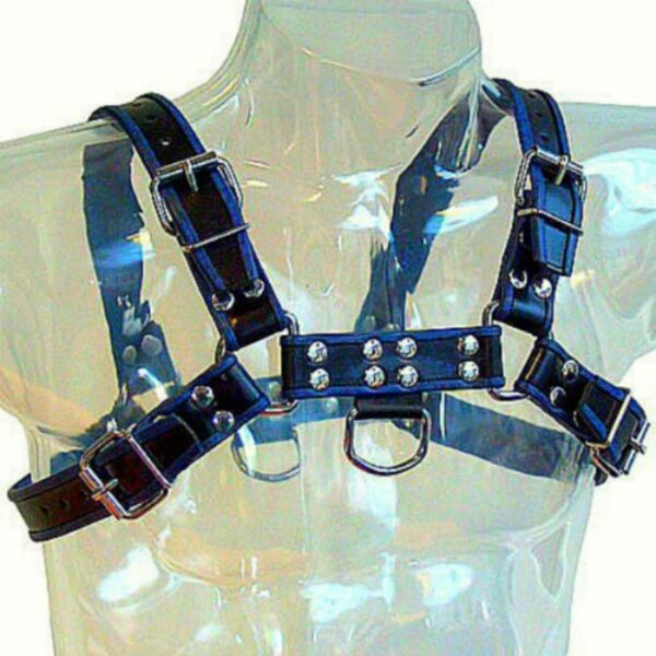 Leather Body - Arnes Cuero Azul Y Negro Chest Bulldog - Imagen 2