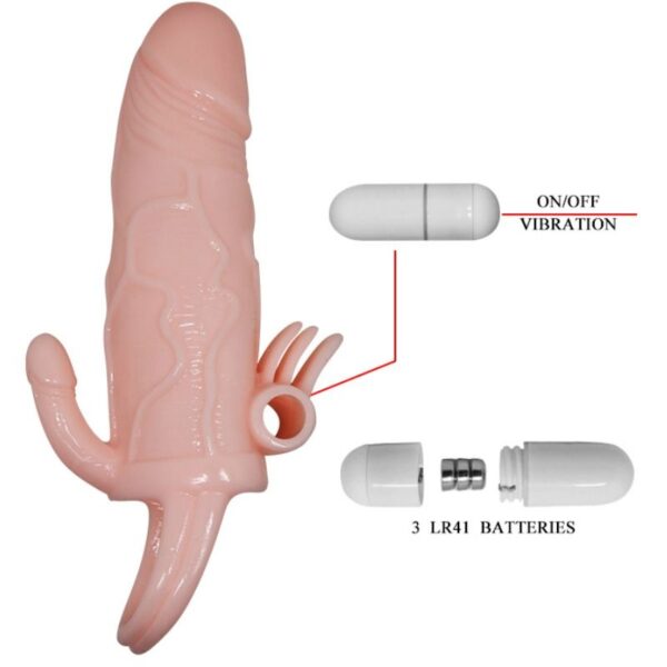 Baile - Brave Man Funda Pene Anal Y Clitoris Vibrador 16.5 Cm Natural - Imagen 8