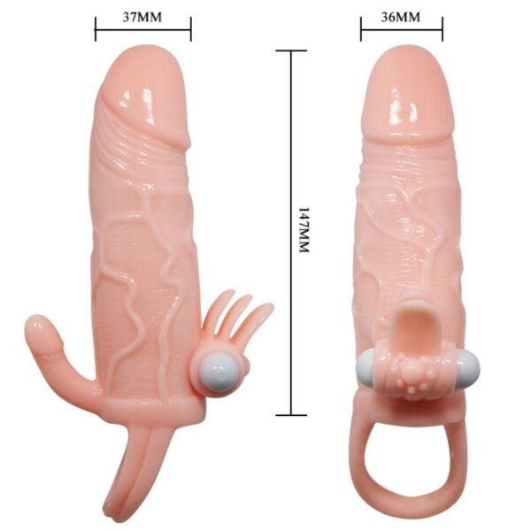 Baile - Brave Man Funda Pene Anal Y Clitoris Vibrador 16.5 Cm Natural - Imagen 9