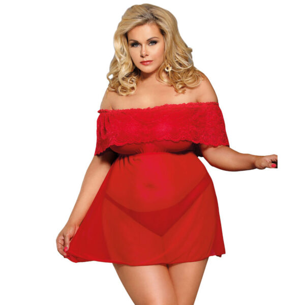 Subblime - Set Vestido Corto + Tanga Rojo Talla Grande