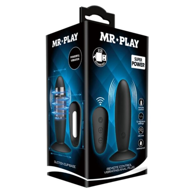 Mr Play - Plug Anal Con Vibracion Negro Control Remoto - Imagen 8