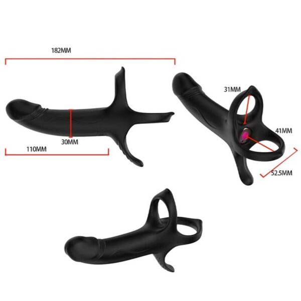 Armony - Dildo Con Anillo & Vibrador Control Remoto Negro - Imagen 3