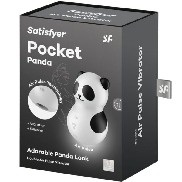 Satisfyer - Pocket Panda Estimulador & Vibrador Blanco Y Negro - Imagen 4