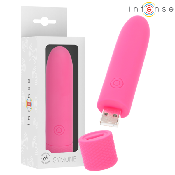 Intense - Symone Bala Vibradora Recargable Por Usb 8 Vibraciones Rosa 10 X 2.2 Cm