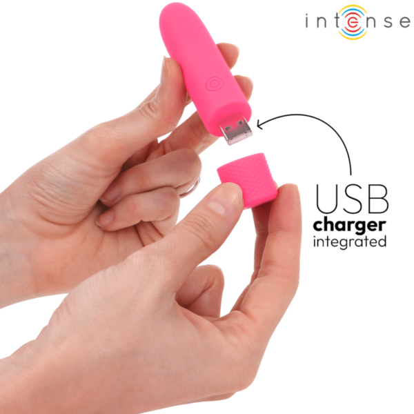 Intense - Symone Bala Vibradora Recargable Por Usb 8 Vibraciones Rosa 10 X 2.2 Cm - Imagen 6